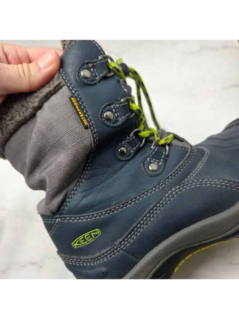 Keen Basin WP Blue Winter Snow Boots Waterproof Fleece Lined Kids Boys 2